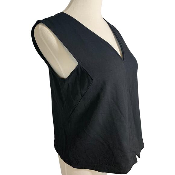 Rag & Bone Alma Boxy Tuxedo Sleeveless V Neck Lined Crop Top Tank Black Medium - Picture 6 of 11